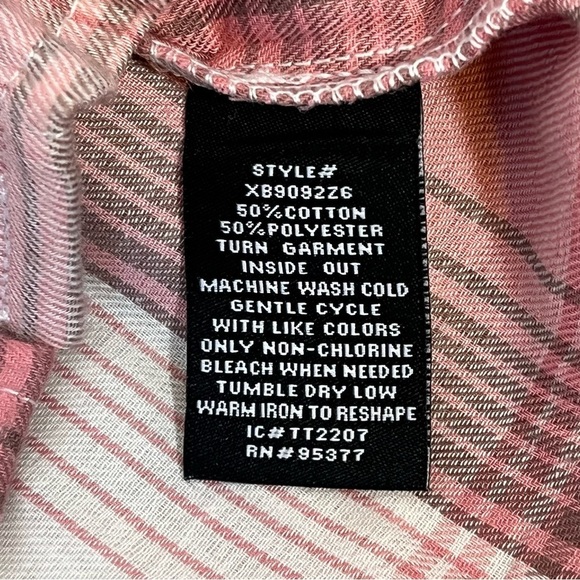 Sanctuary Bianca Plaid Flannel Shirt Womens Large Pink Cropped Casual NWT - Picture 11 of 11